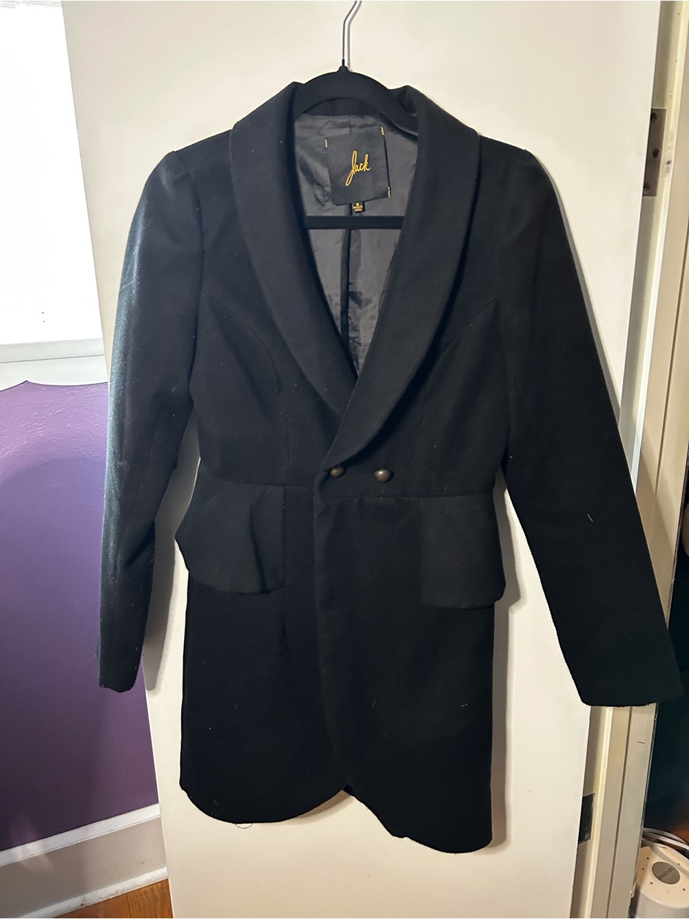 Jack by BB Dakota Black Shawl-Collar Pea Coat
